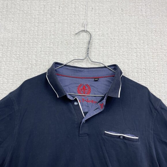 Au Noir Mens Polo 1X Cotton Dark Blue Collar Casual Stretch Golf Sports Read - Picture 2 of 16